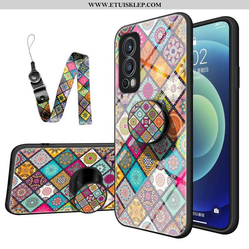 Etui do OnePlus Nord 2 5G Patchworkowy Uchwyt Magnetyczny